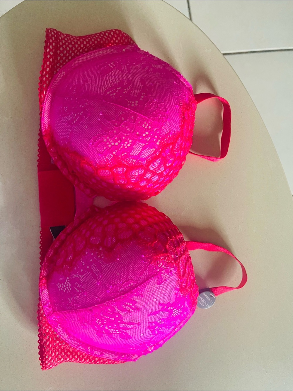 Victoria's Secret Bright Pink Lace Push-Up Bra